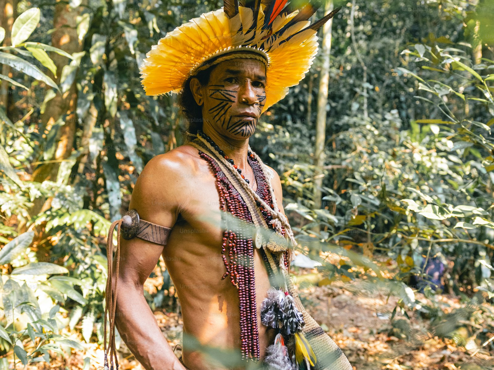 An Emberá man in traditional dress
